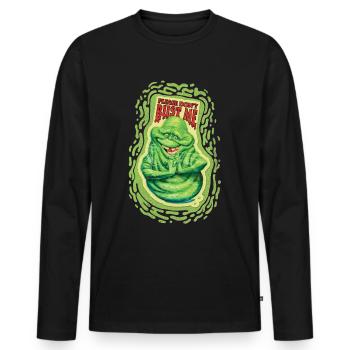 Ghostbusters Please Don't Bust Me Slimer - Men's Premium Organic Long Sleeve Shirt - black - Front - Nico (187cm)