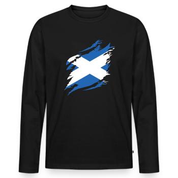 Drapeau écossais Drapeau écossais Alba GB Royaume-Uni - T-shirt manches longues Premium bio Homme - noir - Devant - Nico (187cm)