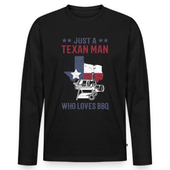 BBQ - T-shirt manches longues Premium bio Homme - noir - Devant - Nico (187cm)