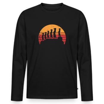 Suricate silhouette de suricate - T-shirt manches longues Premium bio Homme - noir - Devant - Nico (187cm)