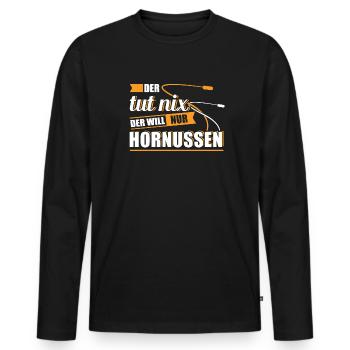 Der tut nix Der will nur Hornussen / Hornussen - Männer Premium Bio Langarmshirt - Schwarz - Vorne - Nico (187cm)