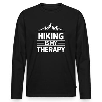 La randonnée est ma thérapie - T-shirt manches longues Premium bio Homme - noir - Devant - Nico (187cm)