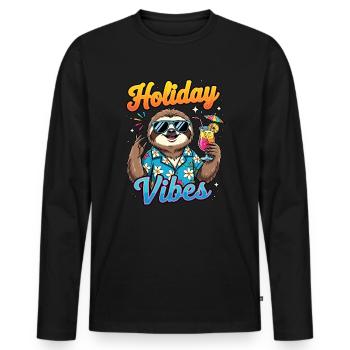 Urlaub Sommer Strand Urlauber Faultier Beachparty - Männer Premium Bio Langarmshirt - Schwarz - Vorne - Nico (187cm)