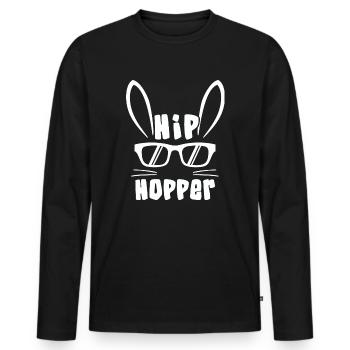 Pâques Osterhase Hip Hopper cool cadeau de Pâques - T-shirt manches longues Premium bio Homme - noir - Devant - Nico (187cm)