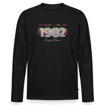 Birthday Cool since 1982 - Men's Premium Organic Long Sleeve Shirt - black - Front - Nico (187cm)