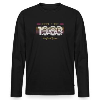 Geburtstag Cool seit 1983 - Männer Premium Bio Langarmshirt - Schwarz - Vorne - Nico (187cm)