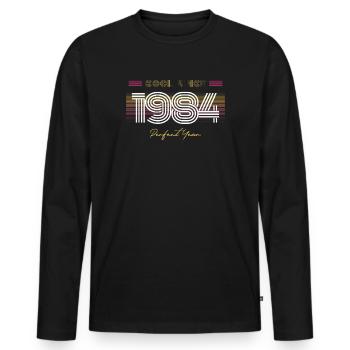 Anniversaire Cool depuis 1984 - T-shirt manches longues Premium bio Homme - noir - Devant - Nico (187cm)