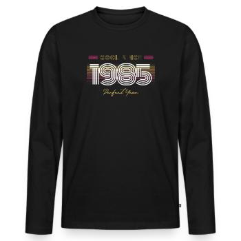 Birthday Cool since 1985 - Men's Premium Organic Long Sleeve Shirt - black - Front - Nico (187cm)