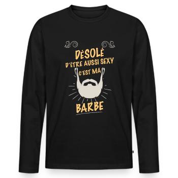 Homme Barbu Et Sexy C'est le Mien - T-shirt manches longues Premium bio Homme - noir - Devant - Nico (187cm)