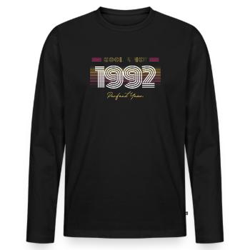 Birthday Cool depuis 1992 - T-shirt manches longues Premium bio Homme - noir - Devant - Nico (187cm)