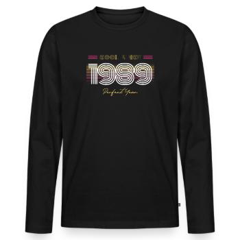 Birthday Cool since 1989 - Men's Premium Organic Long Sleeve Shirt - black - Front - Nico (187cm)