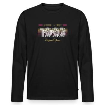 Birthday Cool since 1993 - Men's Premium Organic Long Sleeve Shirt - black - Front - Nico (187cm)