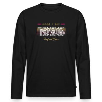 Birthday Cool since 1996 - Men's Premium Organic Long Sleeve Shirt - black - Front - Nico (187cm)