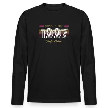 Birthday Cool since 1997 - Men's Premium Organic Long Sleeve Shirt - black - Front - Nico (187cm)