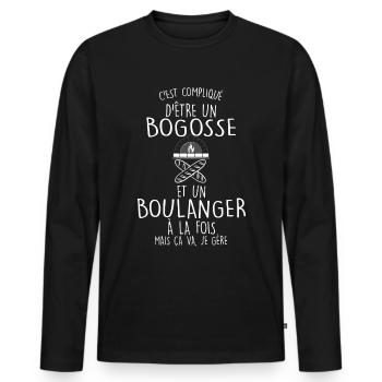 Boulanger et bogosse Pour Ton Boulanger Préféré - T-shirt manches longues Premium bio Homme - noir - Devant - Nico (187cm)