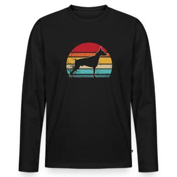 Dobermann Retro - Männer Premium Bio Langarmshirt - Schwarz - Vorne - Nico (187cm)