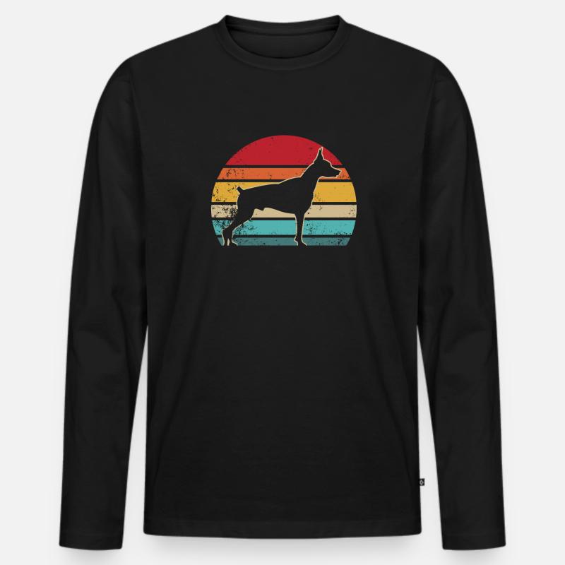 Dobermann Retro - Männer Premium Bio Langarmshirt - Schwarz