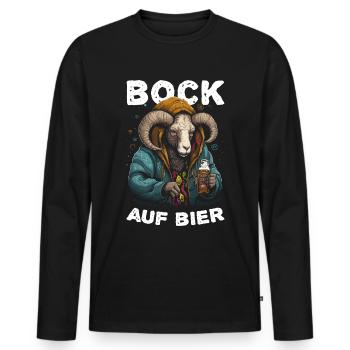 Bock auf Bier Spruch Ziege JGA Party Durst Trinken - Männer Premium Bio Langarmshirt - Schwarz - Vorne - Nico (187cm)