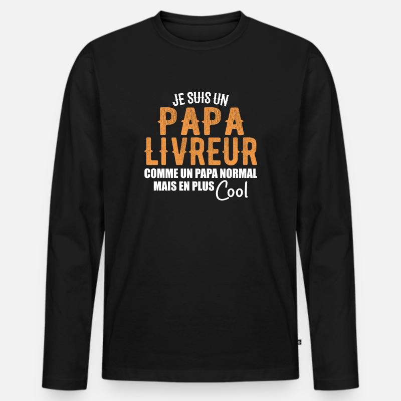 Ich bin Liefervater - Männer Premium Bio Langarmshirt - Schwarz