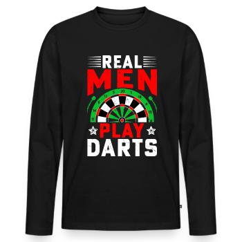 Darts Player Steeldart Funny Dart 180 Darts - Männer Premium Bio Langarmshirt - Schwarz - Vorne - Nico (187cm)