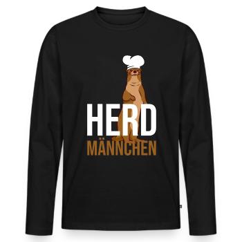 Herdmännchen Koch Kochschürze Hobbykoch Küche - Männer Premium Bio Langarmshirt - Schwarz - Vorne - Nico (187cm)