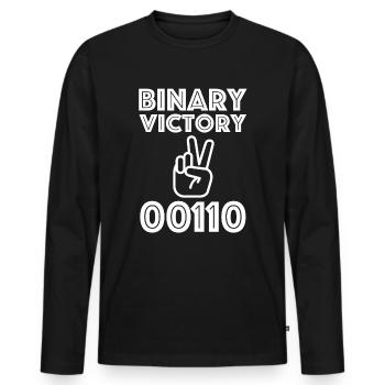 Binary Victory | Mathematics, Computer Science - Men's Premium Organic Long Sleeve Shirt - black - Front - Nico (187cm)