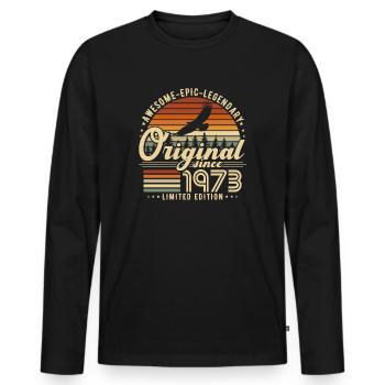 1973 Jahrgang Retro Vintage Geburstag Geschenk - Männer Premium Bio Langarmshirt - Schwarz - Vorne - Nico (187cm)