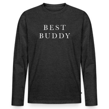 Meilleur Buddy White - T-shirt manches longues Premium bio Homme - anthracite chiné - Devant - Nico (187cm)
