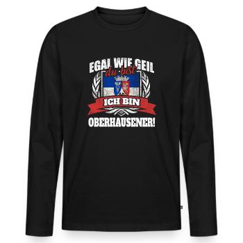 Oberhausener Oberhausen Oberhausenerin Geschenk - Männer Premium Bio Langarmshirt - Schwarz - Vorne - Nico (187cm)