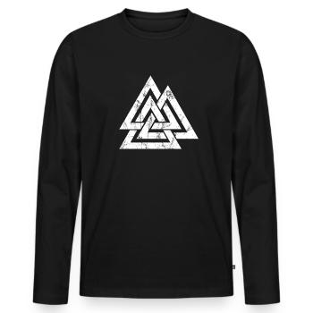 Valknut Vikings Odin Zeichen Wotansknoten - Männer Premium Bio Langarmshirt - Schwarz - Vorne - Nico (187cm)