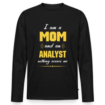 Analyst Mom, Analyst Mum - Men's Premium Organic Long Sleeve Shirt - black - Front - Nico (187cm)