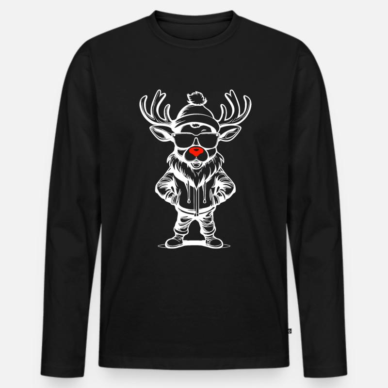 Rentier Weihnachten Geschenkidee - Männer Premium Bio Langarmshirt - Schwarz