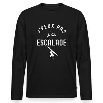 J'peux pas j'ai escalade cadeau sport alpinisme - T-shirt manches longues Premium bio Homme - noir - Devant - Nico (187cm)