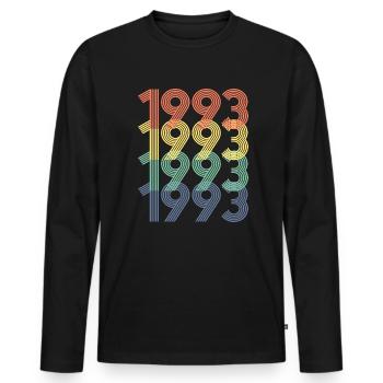 Cool Retro 1993, 30 ans, cadeau de 30e anniversaire - T-shirt manches longues Premium bio Homme - noir - Devant - Nico (187cm)