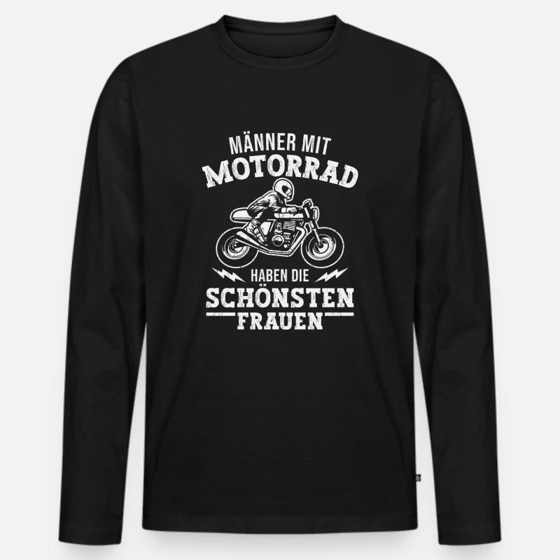 Motorradfahrer Biker Motorrad - Männer Premium Bio Langarmshirt - Schwarz