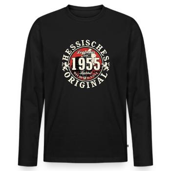 70. Geburtstag 2025 Hessisches Original Geschenk - Männer Premium Bio Langarmshirt - Schwarz - Vorne - Nico (187cm)