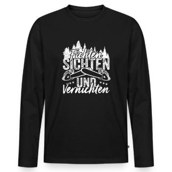 Fichten Sichten und Vernichten Wald Holz Forst - Männer Premium Bio Langarmshirt - Schwarz - Vorne - Nico (187cm)