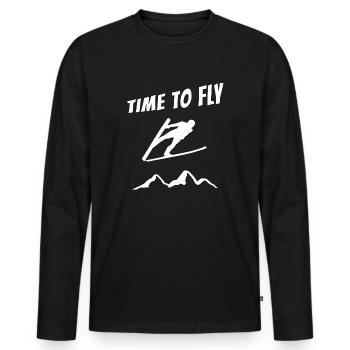 Ski jumping Ski flying Fan articles for ski jumpers - Men's Premium Organic Long Sleeve Shirt - black - Front - Nico (187cm)