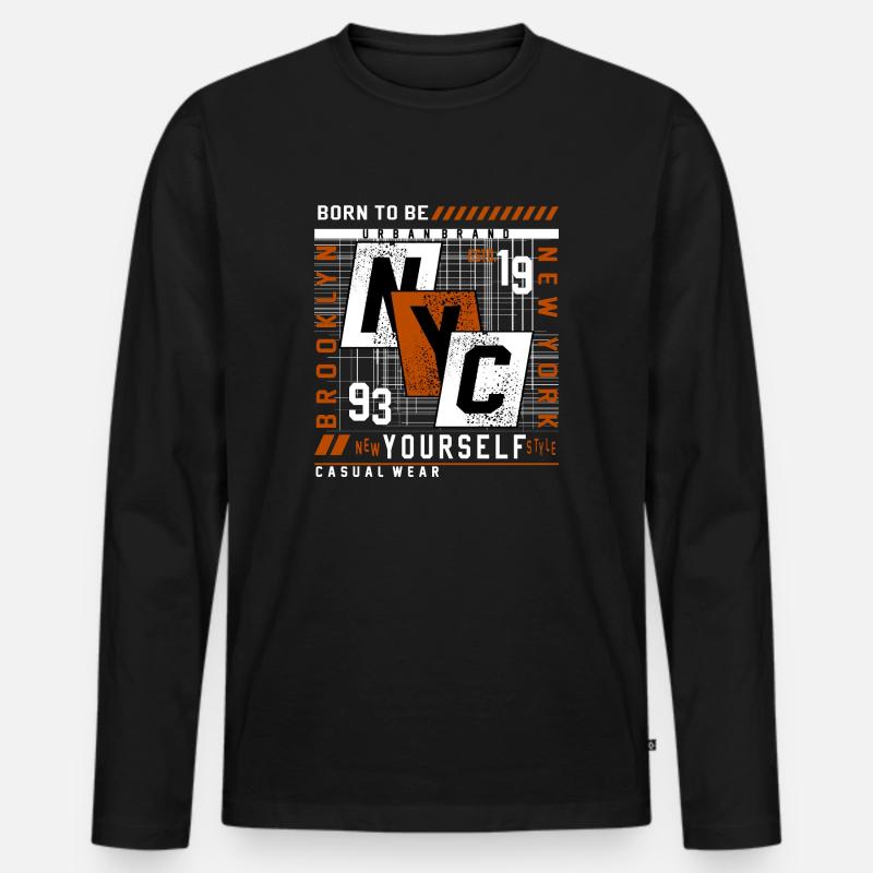 New York - Männer Premium Bio Langarmshirt - Schwarz