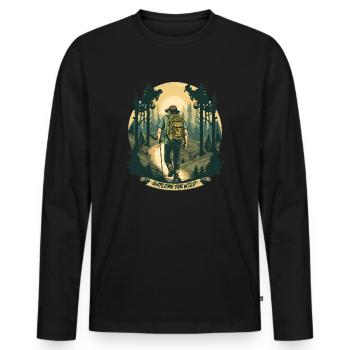 Randonnée en plein air Bushcraft Nature Lovers - T-shirt manches longues Premium bio Homme - noir - Devant - Nico (187cm)