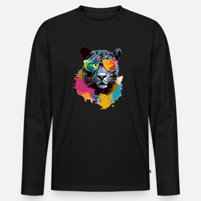 Nilai der Panther - Männer Premium Bio Langarmshirt - Schwarz
