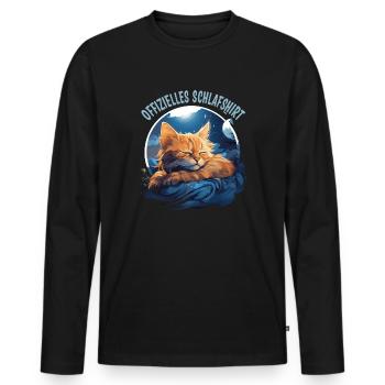 Chemise de nuit officielle avec chat mignon - T-shirt manches longues Premium bio Homme - noir - Devant - Nico (187cm)