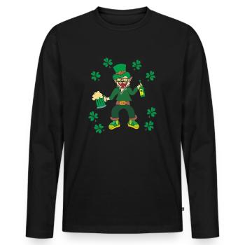 Lutin joyeux - T-shirt manches longues Premium bio Homme - noir - Devant - Nico (187cm)