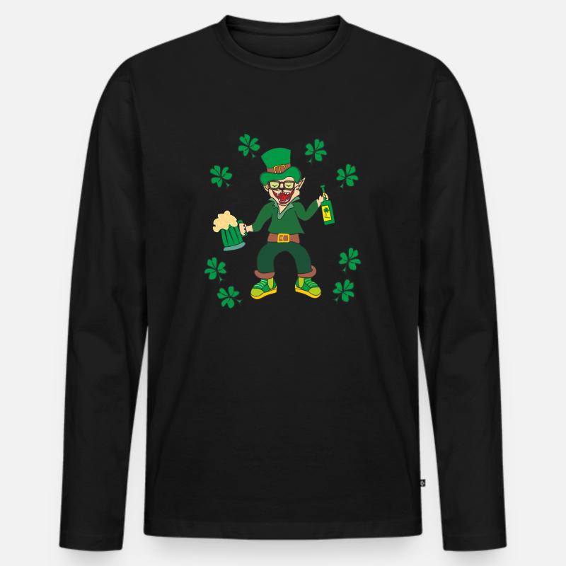 Fröhlicher Kobold - Männer Premium Bio Langarmshirt - Schwarz