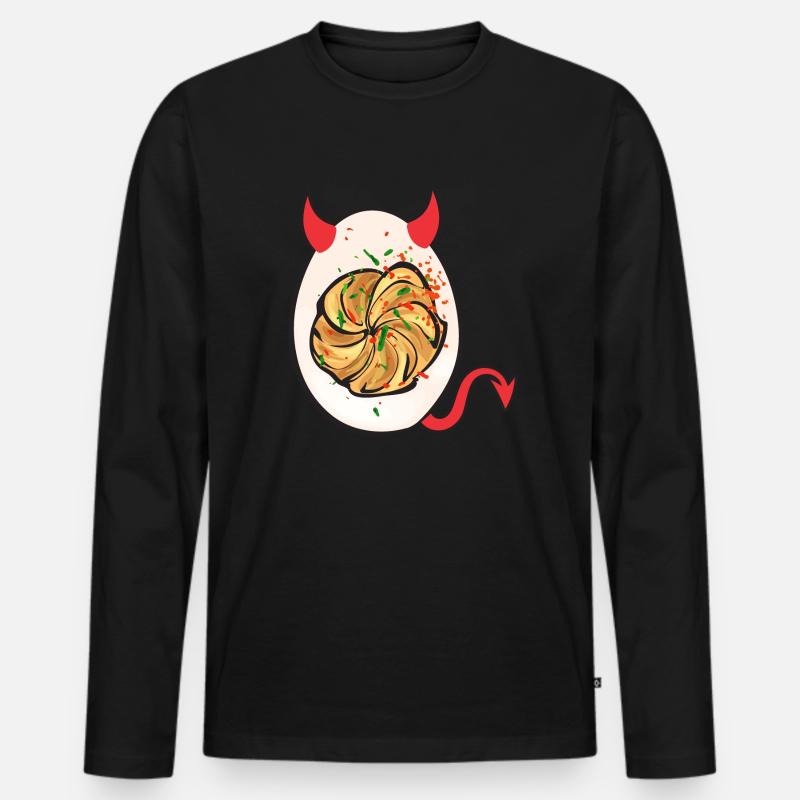 Gefüllte Eier Deviled Eggs - Männer Premium Bio Langarmshirt - Schwarz
