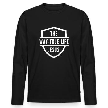 Jesus, the way, the true, the life - Men's Premium Organic Long Sleeve Shirt - black - Front - Nico (187cm)