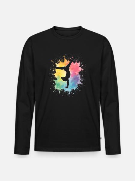 Turnerin Turnen Gymnastik Damen Mädchen Kinder - Männer Premium Bio Langarmshirt - Schwarz