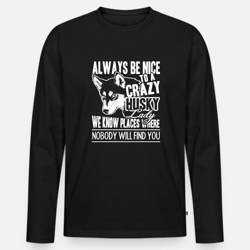 Husky Crazy Husky Lady - Männer Premium Bio Langarmshirt - Schwarz