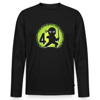 4ème anniversaire 4 ans Jeunes Enfants Ninja - T-shirt manches longues Premium bio Homme - noir - Devant - Nico (187cm)