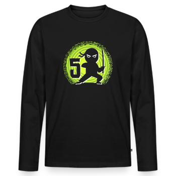 5ème anniversaire 5 ans Jeunes Enfants Ninja - T-shirt manches longues Premium bio Homme - noir - Devant - Nico (187cm)